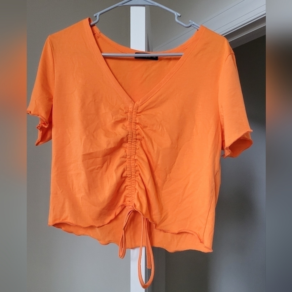 Neon Drawstring Ruched T-Shirt size-12 - Picture 2 of 5